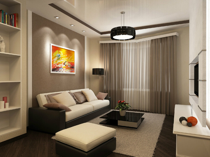 Дизайн интерьер комнаты в однокомнатной квартире